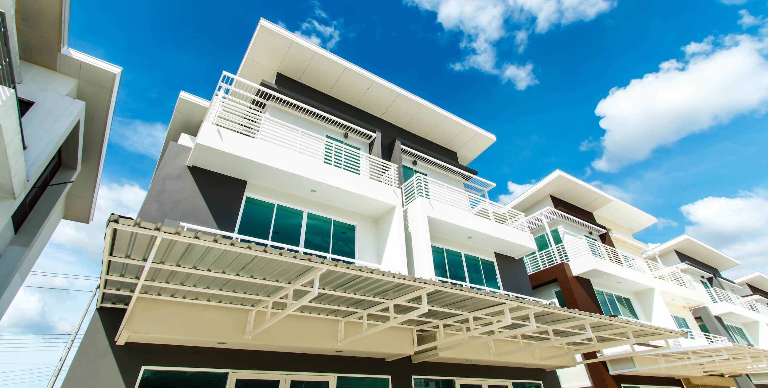 Modern commercial buildings in the beautiful sky.